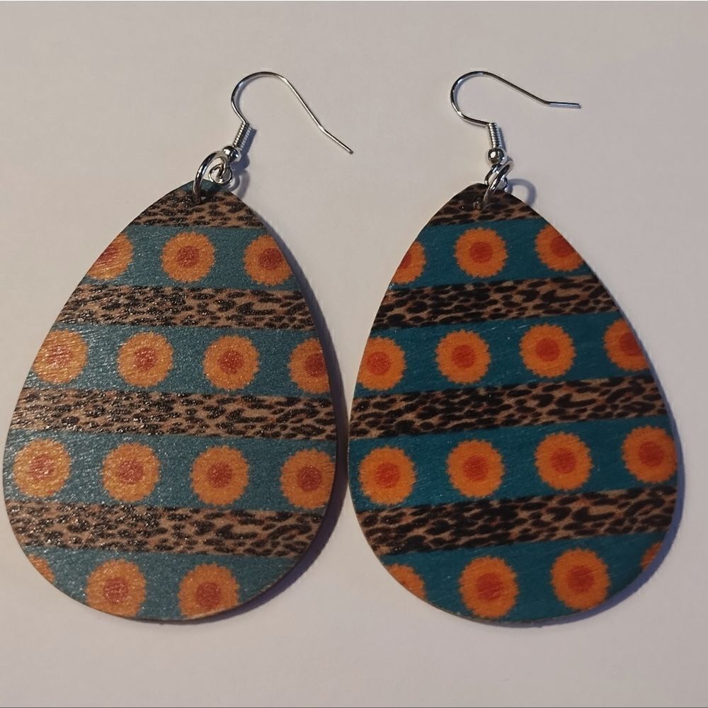 Western dangle earrings‎ women's wooden new d77